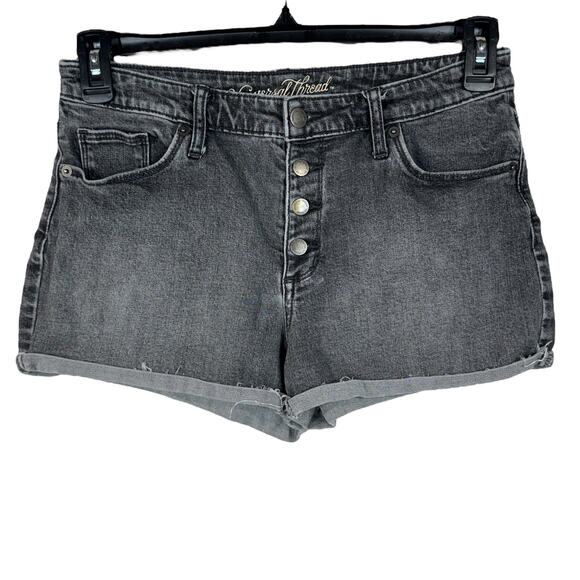 Universal Thread SZ 8/29R High-Rise Shortie Jean Shorts Button-Fly Cuffed Gray - Picture 1 of 6